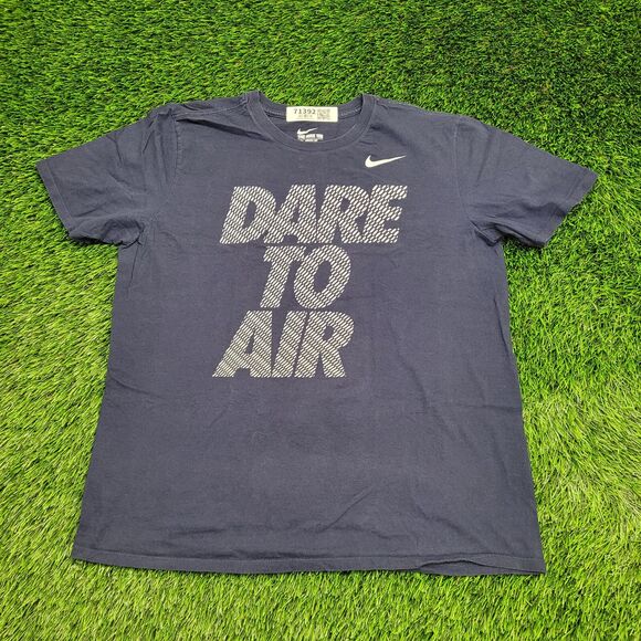 NIKE Chest-Swoosh Shirt Large 21x25 Dare-to-Air Spellout - Picture 1 of 13
